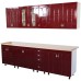 Bucatarie Zebra 260 cm din MDF Rosu Tulip cu blat termoizolant imitatie crem
